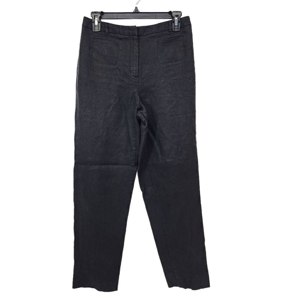 Talbots Size 6 100% Irish Linen Black Trouser Pants R7